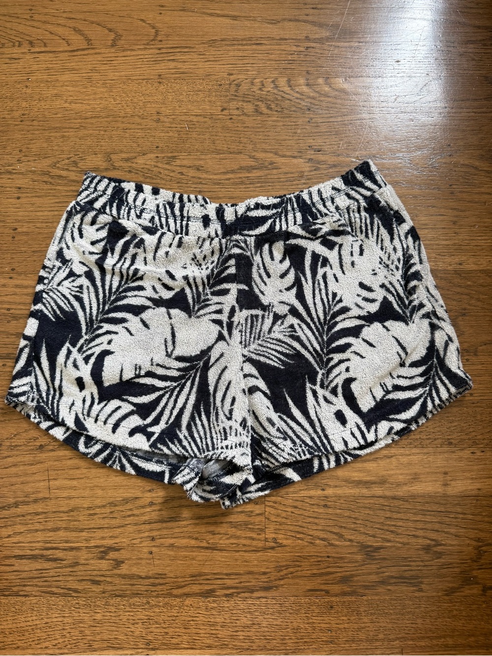 The Upside Black & White Tropical Terry Lounge Shorts